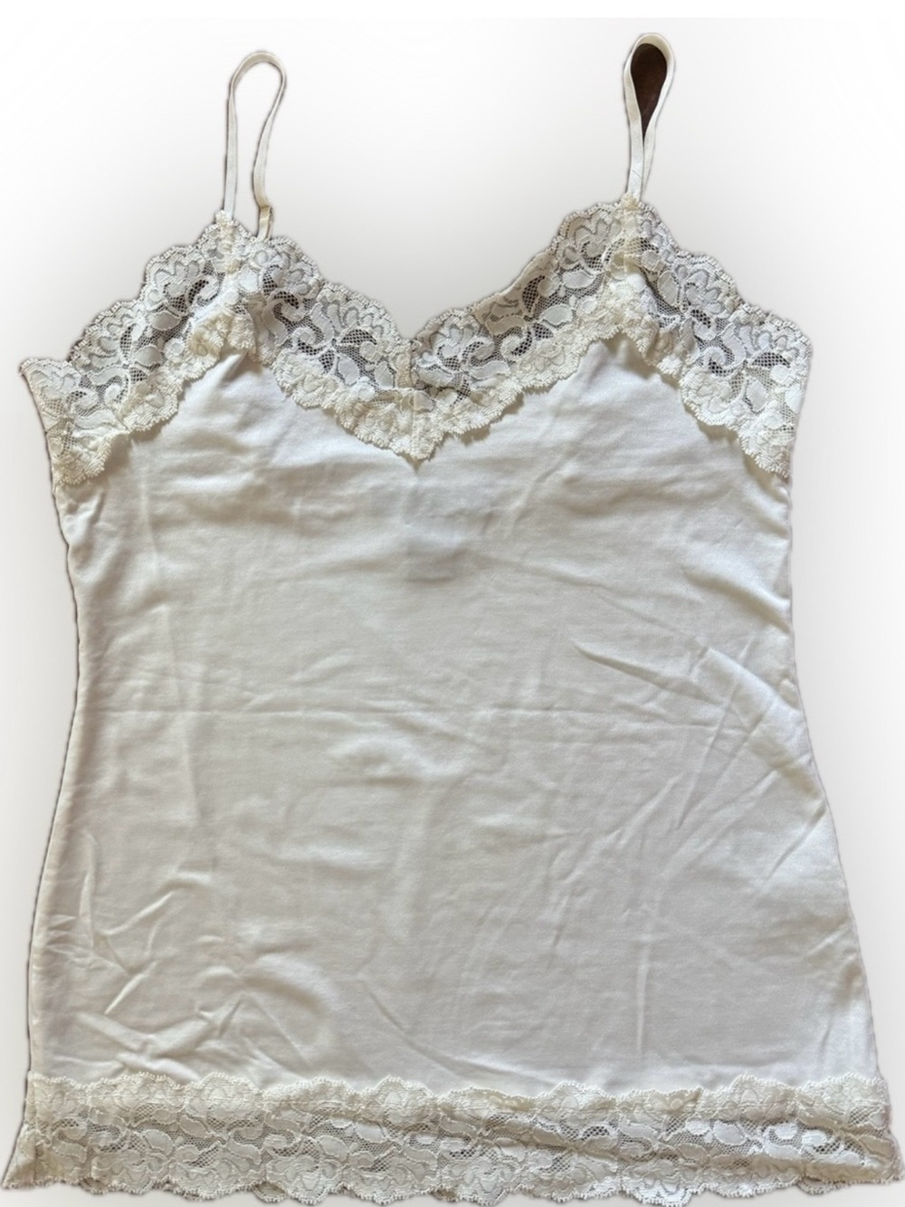 White House Black Market Cream/Ivory Exquisite Detailed Lace Camisole Adj Straps